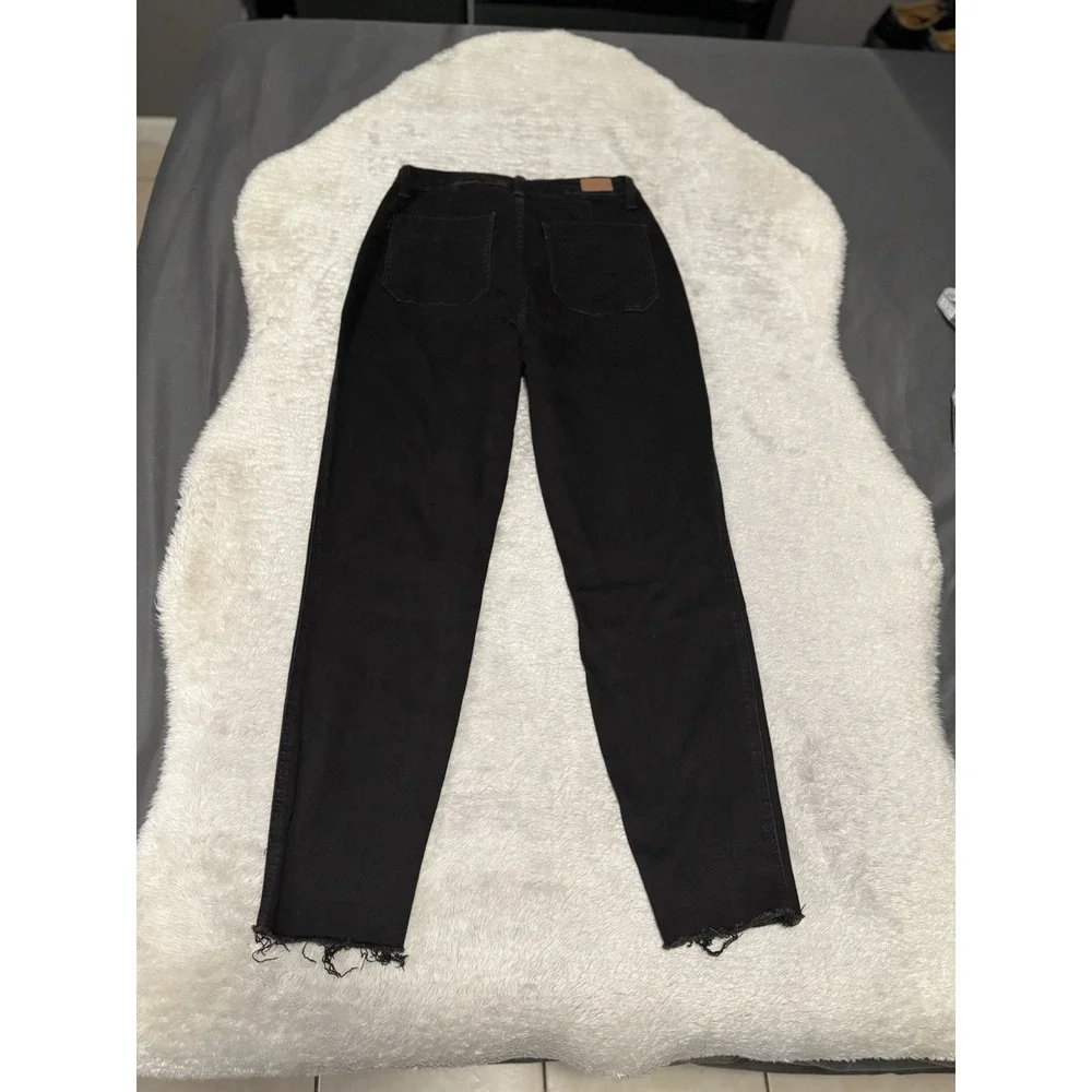 Judy Blue Joggers Jeans Size 7/28 High Waist Jet Black Style JB88700 Raw Hem - Picture 2 of 9